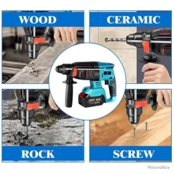 Perceuse Percussion Perforateur Multifonction Moteur Brushless 1680 W 18 V Perçage 26mm Haute Qualit -Des outils pour votre vie. 00006 Perceuse Percussion Perforateur Multifonction Moteur Brushless 1680 W 18 V Percage 26mm Haute Qualit