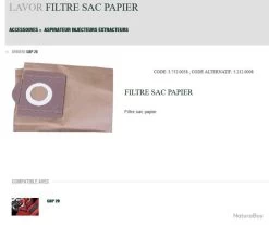 5 Filtres Aspirateur Papier 25X55X 12cm Avec Valve D.68 (pour Injecteur Extracteur) Lavor