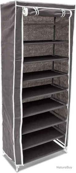 Armoire étagères à Chaussures En Tissu Pliante 36 Paires De Chaussures Gris 13_0000255