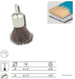 Brosse Pinceau D.25 / Tige De 6 Fil 0.30 Acier Ondule Leman
