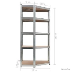 Étagère De Rangement Charge Lourde Robuste Atelier Garage Outils Argenté 90 X 90 X 180 Cm Acier Et -Des outils pour votre vie. 00007 Etagere de rangement charge lourde robuste atelier garage outils argente 90 x 90 x 180 cm acier et