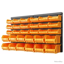 Kit De Bacs De Stockage Et Panneaux Muraux 32 Pcs Jaune Et Noir