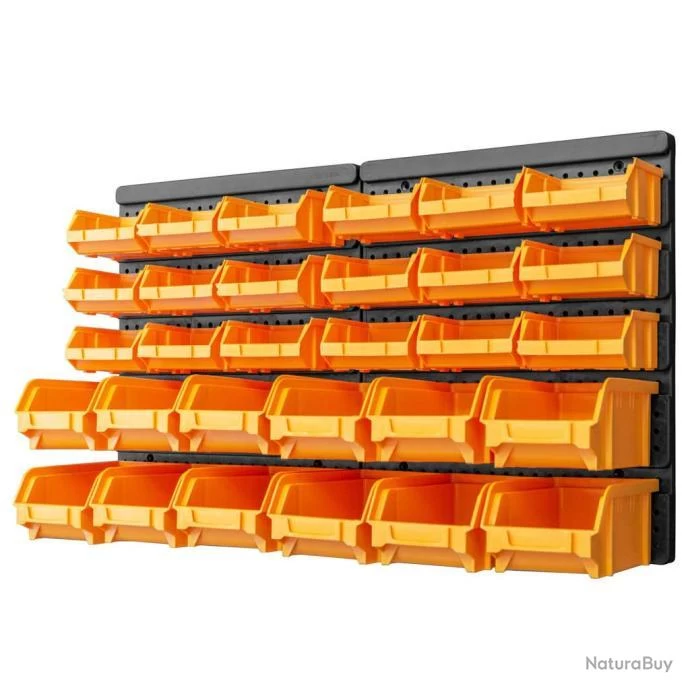 Kit De Bacs De Stockage Et Panneaux Muraux 32 Pcs Jaune Et Noir 1 Kit De Bacs De Stockage Et Panneaux Muraux 32 Pcs Jaune Et Noir