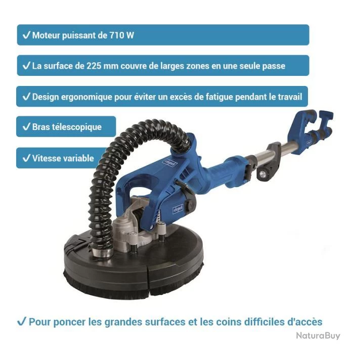Ponceuse Pour Plâtre Rotative Scheppach DS920 225mm 230V 50Hz 710W + Accessoires, Vitesse Variable, 2 Ponceuse Pour Plâtre Rotative Scheppach DS920 225mm 230V 50Hz 710W + Accessoires, Vitesse Variable, – Image 2