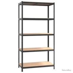 Étagère à 5 Niveaux 2 Pcs Gris Acier Et Bois Ingénierie -Des outils pour votre vie. 00008 Etagere a 5 niveaux 2 pcs Gris Acier et bois ingenierie