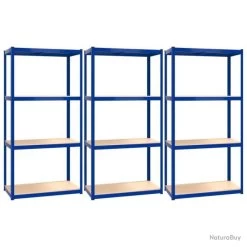 Devant 45 Devant -Des outils pour votre vie. 00008 Etageres a 4 niveaux 3 pcs Bleu Acier et bois d ingenierie