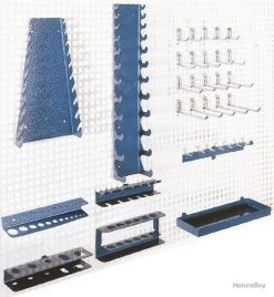 Crochets Et Suspensions Panneaux Perforés Heco HE145201BL 7 Crochets Et Suspensions Panneaux Perforés Heco HE145201BL -Des outils pour votre vie. 00008 Set de crochets et suspensions pour panneaux muraux perfores Heco HE145201BL