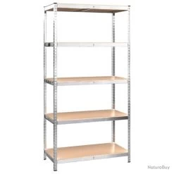 Étagère à 5 Niveaux 2 Pcs Argenté Acier Et Bois Ingénierie -Des outils pour votre vie. 00009 Etagere a 5 niveaux 2 pcs Argente Acier et bois ingenierie