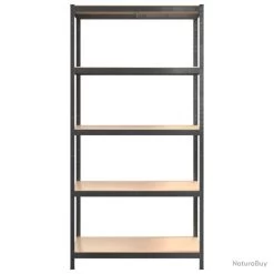 Étagère à 5 Niveaux 2 Pcs Gris Acier Et Bois Ingénierie -Des outils pour votre vie. 00009 Etagere a 5 niveaux 2 pcs Gris Acier et bois ingenierie