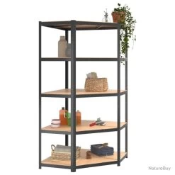 Étagère D'angle à 5 Niveaux Anthracite Acier Bois D'ingénierie -Des outils pour votre vie. 00009 Etagere d angle a 5 niveaux Anthracite Acier bois d ingenierie