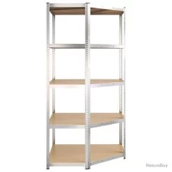 Étagère D'angle à 5 Niveaux Argenté Acier Et Bois D'ingénierie -Des outils pour votre vie. 00009 Etagere d angle a 5 niveaux Argente Acier et bois d ingenierie