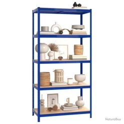 Étagères à 5 Niveaux 2pcs Bleu Acier Et Bois D'ingénierie 8 Étagères à 5 Niveaux 2pcs Bleu Acier Et Bois D'ingénierie -Des outils pour votre vie. 00009 Etageres a 5 niveaux 2pcs Bleu Acier et bois d ingenierie