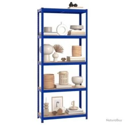 Étagères à 5 Niveaux 3 Pcs Bleu Acier Et Bois D'ingénierie -Des outils pour votre vie. 00009 Etageres a 5 niveaux 3 pcs Bleu Acier et bois d ingenierie