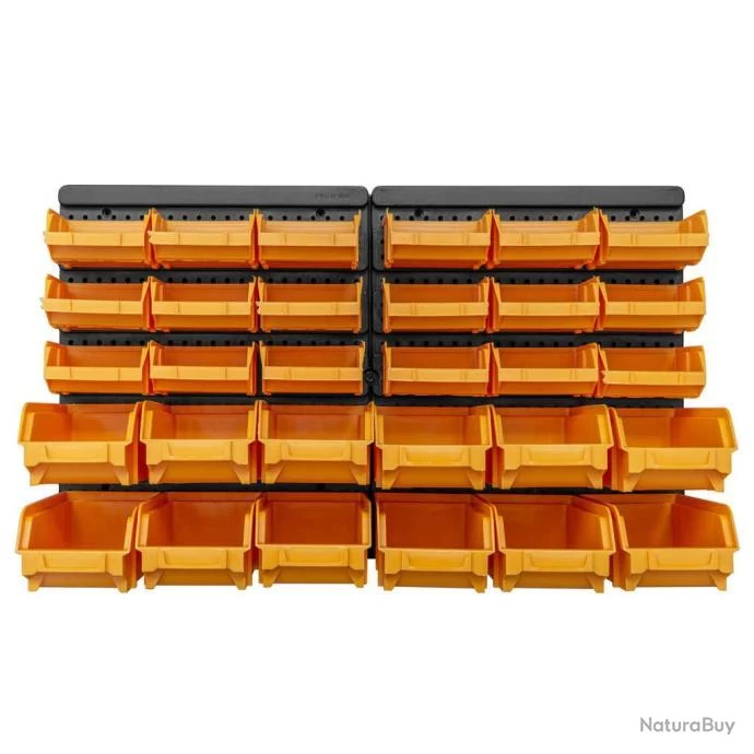Kit De Bacs De Stockage Et Panneaux Muraux 32 Pcs Jaune Et Noir 3 Kit De Bacs De Stockage Et Panneaux Muraux 32 Pcs Jaune Et Noir – Image 3