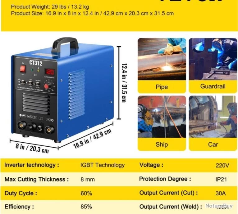 Poste à Souder Électronique TIG/MMA/Plasma Professionnelle 20-120 A 9 Poste à Souder Électronique TIG/MMA/Plasma Professionnelle 20-120 A – Image 9
