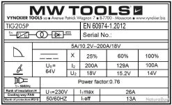 Poste à Souder Inverter TIG DC Pulse 200 A + Accessoires MW-Tools TIG205P -Des outils pour votre vie. 00009 Poste a souder inverter TIG DC Pulse 200 A accessoires MW Tools TIG205P