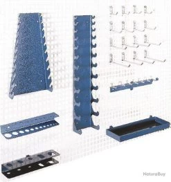 Crochets Et Suspensions Panneaux Perforés Heco HE145201BL 8 Crochets Et Suspensions Panneaux Perforés Heco HE145201BL -Des outils pour votre vie. 00009 Set de crochets et suspensions pour panneaux muraux perfores Heco HE145201BL