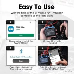 Testeur De Batterie Bluetooth Voiture 12 V Sans Fil 100-2000 CCA Pour Voiture, Moto Et ATV -Des outils pour votre vie. 00009 Testeur de batterie Bluetooth voiture 12 V sans fil 100 2000 CCA Pour voiture moto et ATV