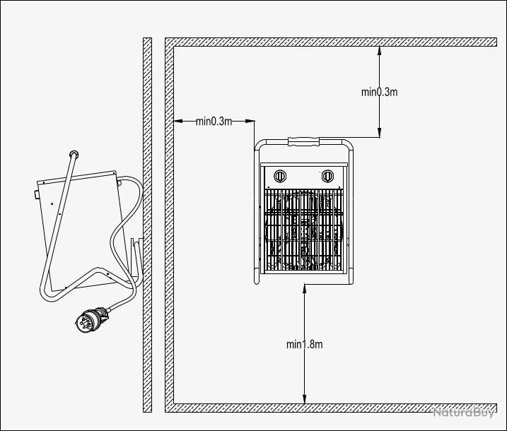 Chauffage Air Pulsé Portable électrique Avec Thermostat D'ambiance Intégré 9 KW 800m3/H 380V Triphas 3 Chauffage Air Pulsé Portable électrique Avec Thermostat D'ambiance Intégré 9 KW 800m3/H 380V Triphas – Image 3