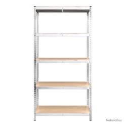 Étagère à 5 Niveaux 2 Pcs Argenté Acier Et Bois Ingénierie -Des outils pour votre vie. 00010 Etagere a 5 niveaux 2 pcs Argente Acier et bois ingenierie