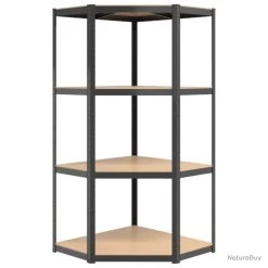 Étagère D'angle à 4 Niveaux Anthracite Acier Bois D'ingénierie 9 Étagère D'angle à 4 Niveaux Anthracite Acier Bois D'ingénierie -Des outils pour votre vie. 00010 Etagere d angle a 4 niveaux Anthracite Acier bois d ingenierie
