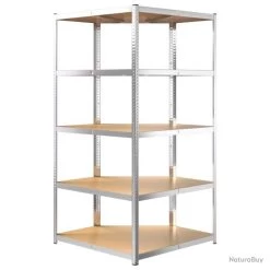 Étagère D'angle à 5 Niveaux Argenté Acier Et Bois D'ingénierie -Des outils pour votre vie. 00010 Etagere d angle a 5 niveaux Argente Acier et bois d ingenierie