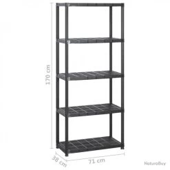 Étagère De Rangement à 5 Niveaux Noir 284x38x170 Cm Plastique 3059860 -Des outils pour votre vie. 00010 Etagere de rangement a 5 niveaux Noir 284x38x170 cm Plastique