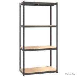 Étagères à 4 Niveaux 2pcs Anthracite Acier Et Bois D'ingénierie -Des outils pour votre vie. 00010 Etageres a 4 niveaux 2pcs Anthracite Acier et bois d ingenierie