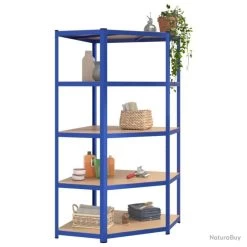 Étagères à 5 Niveaux 2pcs Bleu Acier Et Bois D'ingénierie 9 Étagères à 5 Niveaux 2pcs Bleu Acier Et Bois D'ingénierie -Des outils pour votre vie. 00010 Etageres a 5 niveaux 2pcs Bleu Acier et bois d ingenierie