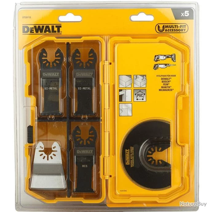 Coffret De 5 Accessoires Pour Multi-cutter DT20715 DeWalt 2 Coffret De 5 Accessoires Pour Multi-cutter DT20715 DeWalt – Image 2