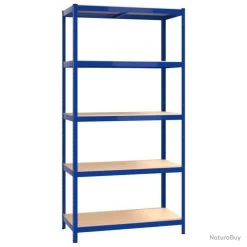 Étagères à 5 Niveaux 2pcs Bleu Acier Et Bois D'ingénierie 10 Étagères à 5 Niveaux 2pcs Bleu Acier Et Bois D'ingénierie -Des outils pour votre vie. 00011 Etageres a 5 niveaux 2pcs Bleu Acier et bois d ingenierie