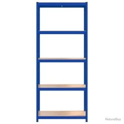 Étagères à 5 Niveaux 3 Pcs Bleu Acier Et Bois D'ingénierie -Des outils pour votre vie. 00011 Etageres a 5 niveaux 3 pcs Bleu Acier et bois d ingenierie