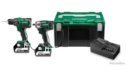 Hitachi - Hikoki - Pack Machines à Batterie Perceuse-visseuse Et Boulonneuse 18V 2x5Ah Li-Ion - KC18