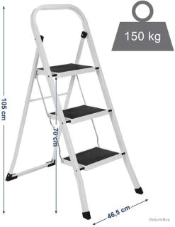 Échelle Pliable Escabeau Marchepied 3 Niveaux Acier Antidérapant Avec Barre De Sécurité Blanc 12 00 -Des outils pour votre vie. 00012 Echelle pliable escabeau marchepied 3 niveaux acier antiderapant avec barre de securite blanc 12 00