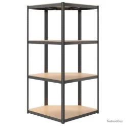Étagère D'angle à 4 Niveaux Anthracite Acier Bois D'ingénierie 11 Étagère D'angle à 4 Niveaux Anthracite Acier Bois D'ingénierie -Des outils pour votre vie. 00012 Etagere d angle a 4 niveaux Anthracite Acier bois d ingenierie