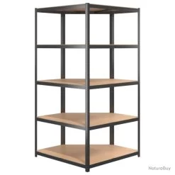 Étagère D'angle à 5 Niveaux Anthracite Acier Bois D'ingénierie -Des outils pour votre vie. 00012 Etagere d angle a 5 niveaux Anthracite Acier bois d ingenierie