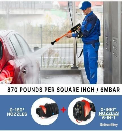 Nettoyeur Haute Pression Sans Fil Portable 6 MPA 870PSI Pratique Lavage Terrasse Voiture Jardin 12 Nettoyeur Haute Pression Sans Fil Portable 6 MPA 870PSI Pratique Lavage Terrasse Voiture Jardin – Image 12