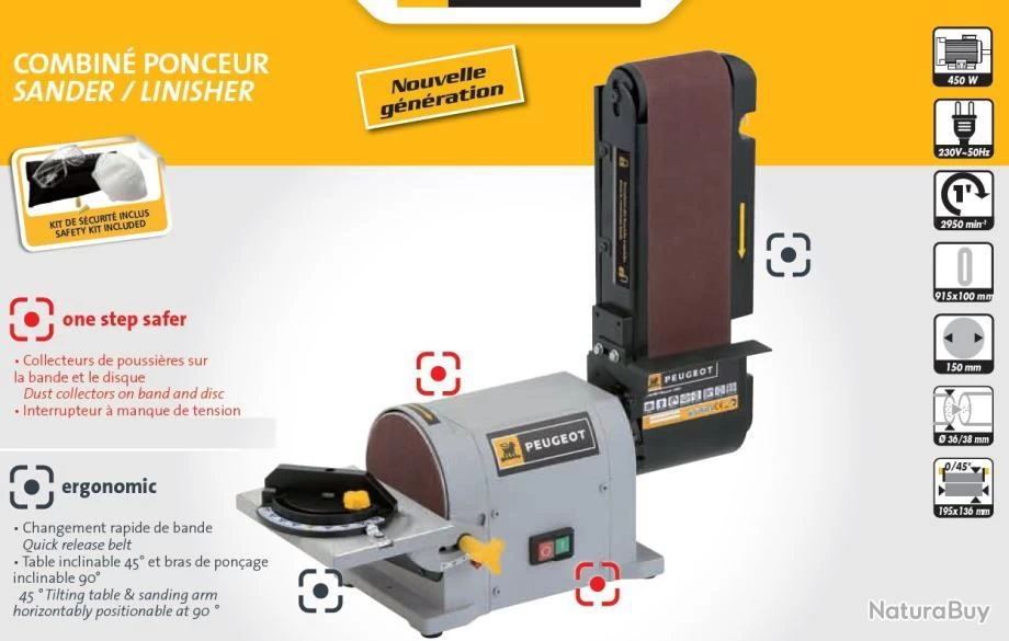 Combiné Ponceur 914x100mm 450W ENERGYSand 150 Peugeot 4 Combiné Ponceur 914x100mm 450W ENERGYSand 150 Peugeot – Image 4