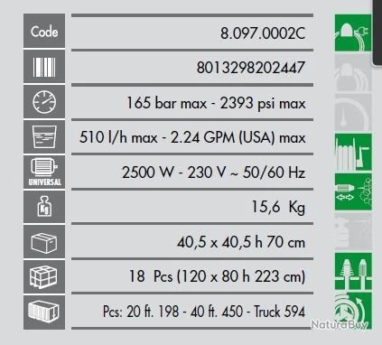 Nettoyeur Haute Pression Pro 165 Bars 2500W 510L/h + Enrouleur PRIME 165 Lavor 2 Nettoyeur Haute Pression Pro 165 Bars 2500W 510L/h + Enrouleur PRIME 165 Lavor – Image 2