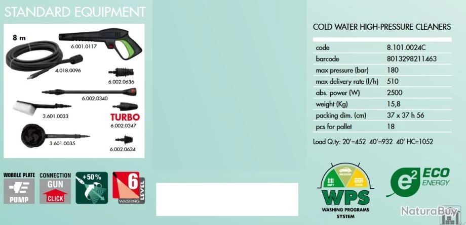 Nettoyeur Haute Pression ECO ENERGY + Controle Digital 180 Bars 2500W 510L/h PREDATOR 180 DIGIT Lavo 2 Nettoyeur Haute Pression ECO ENERGY + Controle Digital 180 Bars 2500W 510L/h PREDATOR 180 DIGIT Lavo – Image 2