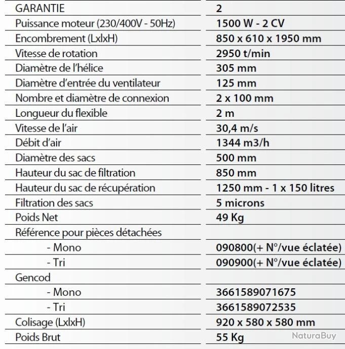 Aspirateur D'atelier (pour Machine à Bois) 150L 1500W 230V ASP152 Leman 3 Aspirateur D'atelier (pour Machine à Bois) 150L 1500W 230V ASP152 Leman – Image 3