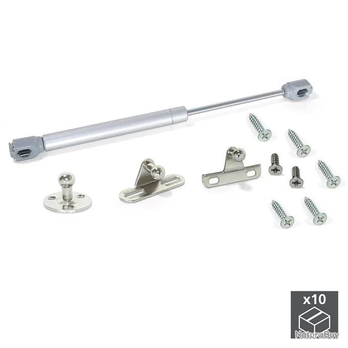 10 Pistons Pour Portes Relevables, Force 8 Kg, Parcours 80 Mm, Avec Fixation, Gris Métallisé Emuca 1 10 Pistons Pour Portes Relevables, Force 8 Kg, Parcours 80 Mm, Avec Fixation, Gris Métallisé Emuca