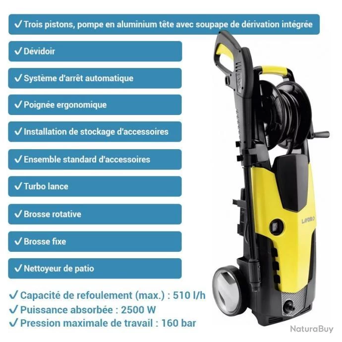 Nettoyeur Haute Pression Eau Froide Lavor STM 160bar 2500W 510 L/h, Pompe En Aluminium, Brosse Fixe, 2 Nettoyeur Haute Pression Eau Froide Lavor STM 160bar 2500W 510 L/h, Pompe En Aluminium, Brosse Fixe, – Image 2