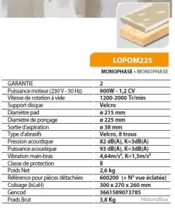 Ponceuse Murale ø225mm 900W LOPOM226 Leman -Des outils pour votre vie. 00019 Ponceuse murale o225mm 900W LOPOM226 Leman