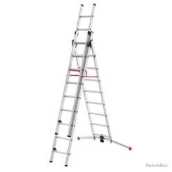 Echelle 3 Plans Hailo Profilot Transformable 3x9 Marches Alu, 6,60m, Rattrapage De Niveau 15cm En Pe