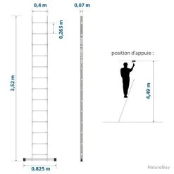 Echelle Simple StablePro 13 Marches En Aluminium, Légère Et Durable, Hauteur De Travail Maximale 4,4 6 Echelle Simple StablePro 13 Marches En Aluminium, Légère Et Durable, Hauteur De Travail Maximale 4,4 -Des outils pour votre vie. 00020 Echelle simple StablePro 13 marches en aluminium hauteur max 4 49 m garantie 5 ans charge maximal