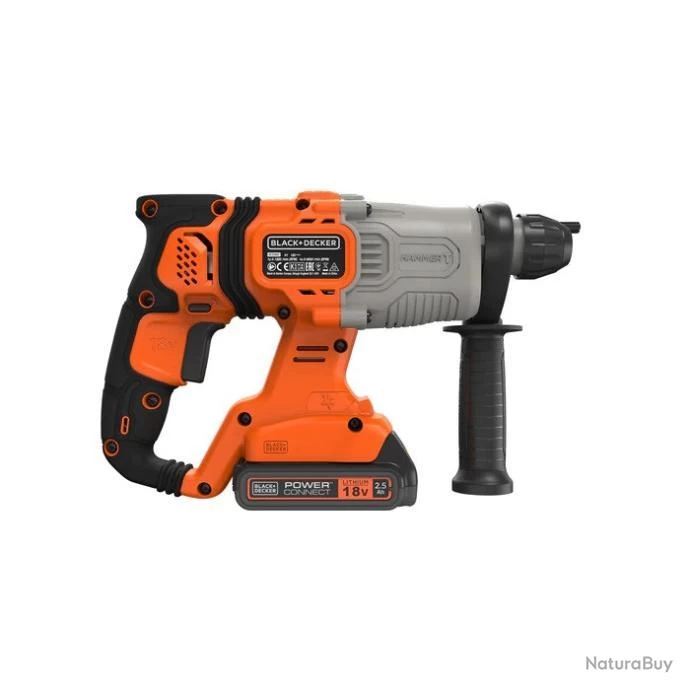 Black & Decker Perforateur Burineur à Batterie SDS-Plus 18V 2x2.5Ah 1,2J En Coffret BCD900E2K Black And Decker 4 Black & Decker Perforateur Burineur à Batterie SDS-Plus 18V 2x2.5Ah 1,2J En Coffret BCD900E2K Black And Decker – Image 4