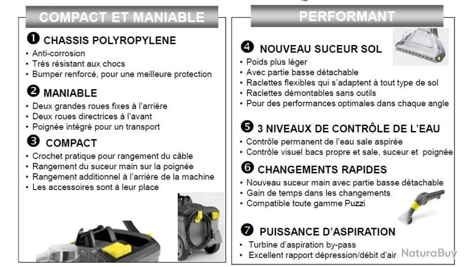 Kärcher Injecteur/Extracteur 1250W 25m²/h Puzzi 10/1 Karcher 2 Kärcher Injecteur/Extracteur 1250W 25m²/h Puzzi 10/1 Karcher – Image 2