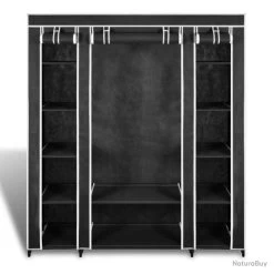 Armoires Penderie étagère Tissu Non-tissé Noir Hauteur 180 Cm Entrée Chambre Camping Re Camping 200 -Des outils pour votre vie. 00025 Armoires penderie etagere tissu non tisse noir hauteur 180 cm entree chambre camping re camping 200