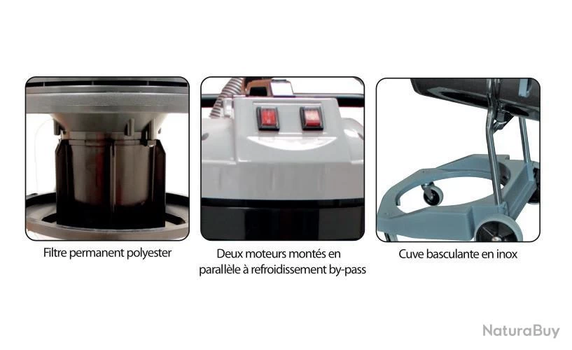 Aspirateur Inox Eau Et Poussières 70L 1250W + Accessoires ASP701 Leman 2 Aspirateur Inox Eau Et Poussières 70L 1250W + Accessoires ASP701 Leman – Image 2